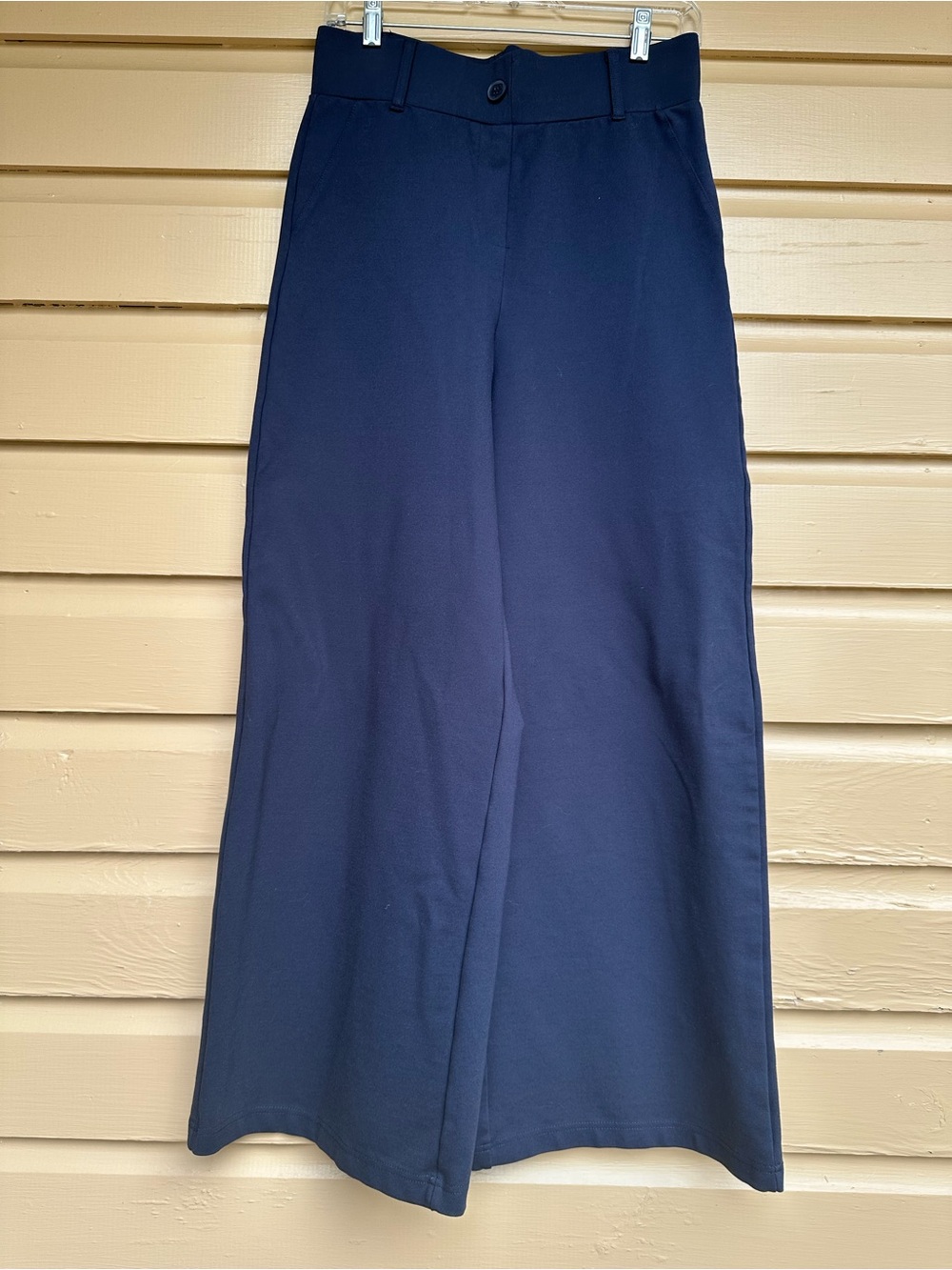 Betabrand Navy Wide leg trouser pants Size M Petite High Rise